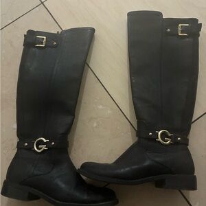 Guess Elegant Black Leather Boots